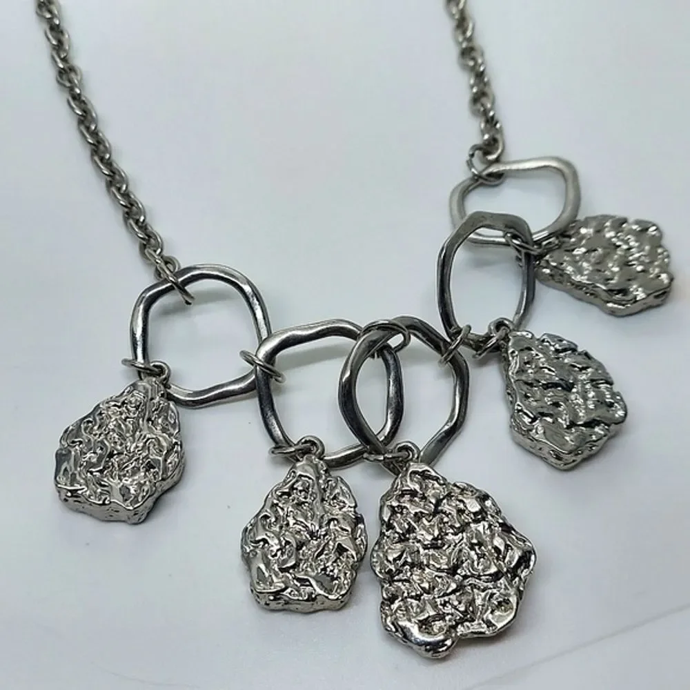 Silver tone and purple‎ faux stone necklace
